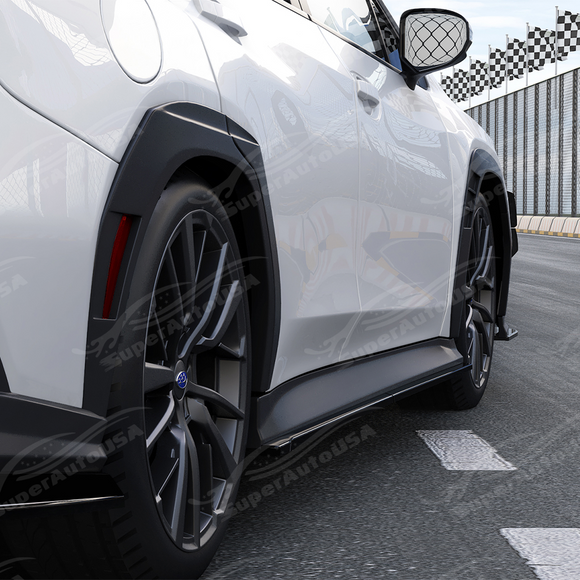 Low angle shot highlighting the aggressive ground-hugging profile of the VB side skirt extensions