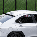 Direct side profile of the gloss black rear quarter window louvers for 2022-2026 Subaru WRX