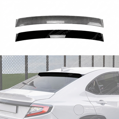 Standalone view of the uninstalled single-piece rear window visor spoiler for Subaru VB