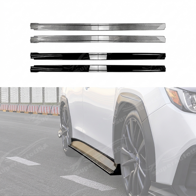 Standalone view of the uninstalled pair (left and right) STI style side skirts for Subaru VB