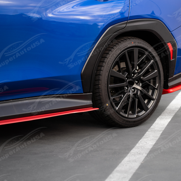 Angled front-side view of WRX VB showing side skirt splitter integration