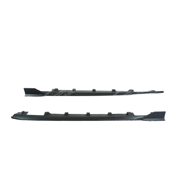 Side body skirt splitter on a white Subaru WRX VB