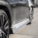 Underside view of side skirt splitter showing mounting points