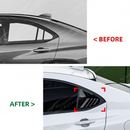 Close-up showing the flush edge-to-edge fitment of the louvers on the VB quarter glass