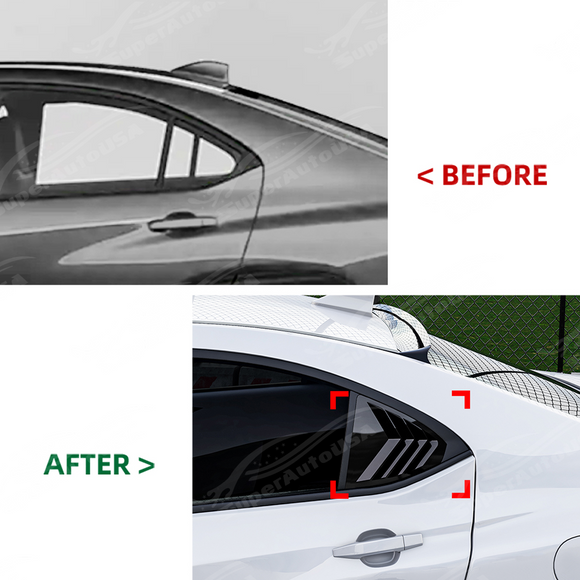 Close-up showing the flush edge-to-edge fitment of the louvers on the VB quarter glass