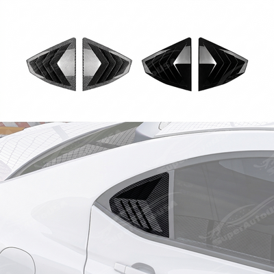 The completed performance aesthetic of a Subaru VB with integrated rear window louvers