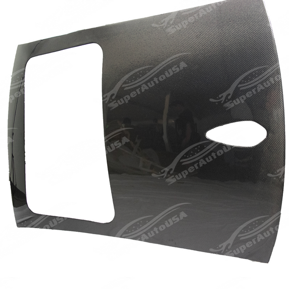 Rear view of uninstalled carbon fiber roof overlay