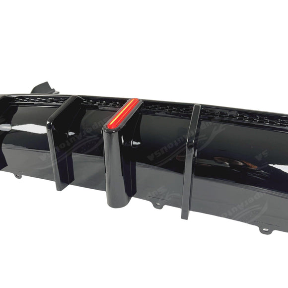 BMW M340i xDrive 19 20 21 22 rear bumper lip diffuser with LED light by SuperAutoUSA.
