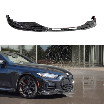 Fits BMW G22 430i Coupe 2021, 2022, 2023, 2024, 2025 forged carbon fiber front lip spoiler by SuperAutoUSA.
