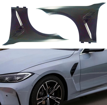 2022 BMW G23 M4-style side fenders in real carbon fiber by SuperAutoUSA.
