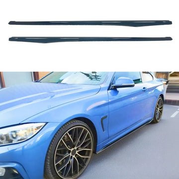 Fits BMW 420i Coupe, Convertible, Gran Coupe 2014-2020 gloss black side body skirts splitters under spoiler by SuperAutoUSA.
