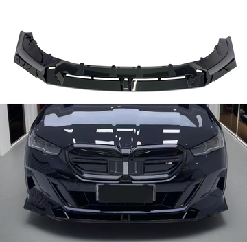 Fits BMW 530i Sedan 2023, 2024 gloss black front bumper lip spoiler by SuperAutoUSA.
