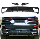 2020 BMW X5 G05 rear diffuser with LED brake light & corner splitters by SuperAutoUSA.
