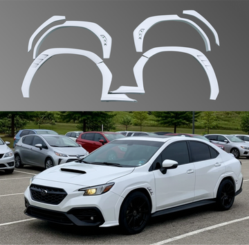 Subaru WRX SuperAutoUSA wide body fender flares in primer finish

