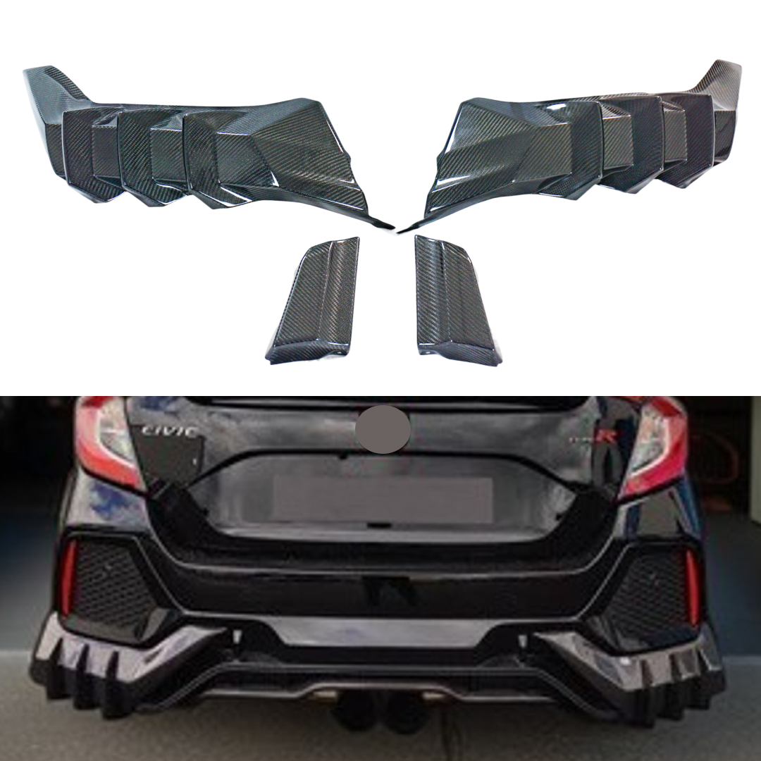 Real Carbon Fiber Rear Bumper Lower Diffuser Lip Fits Honda Civic Type ...