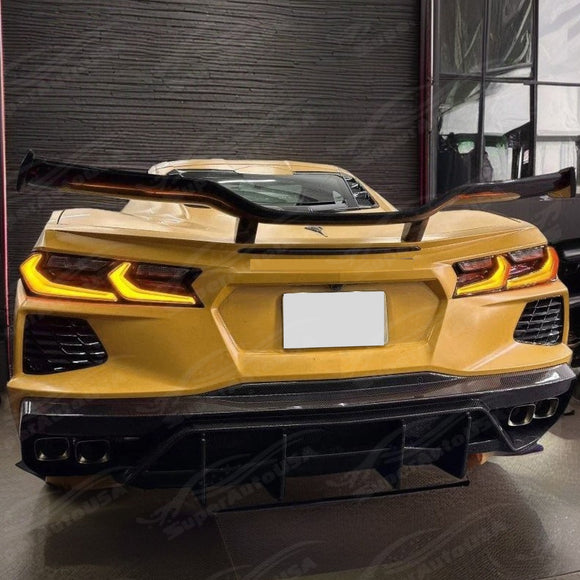Track-ready carbon fiber trunk wing spoiler for 2023 Corvette C8 Z07 by SuperAutoUSA