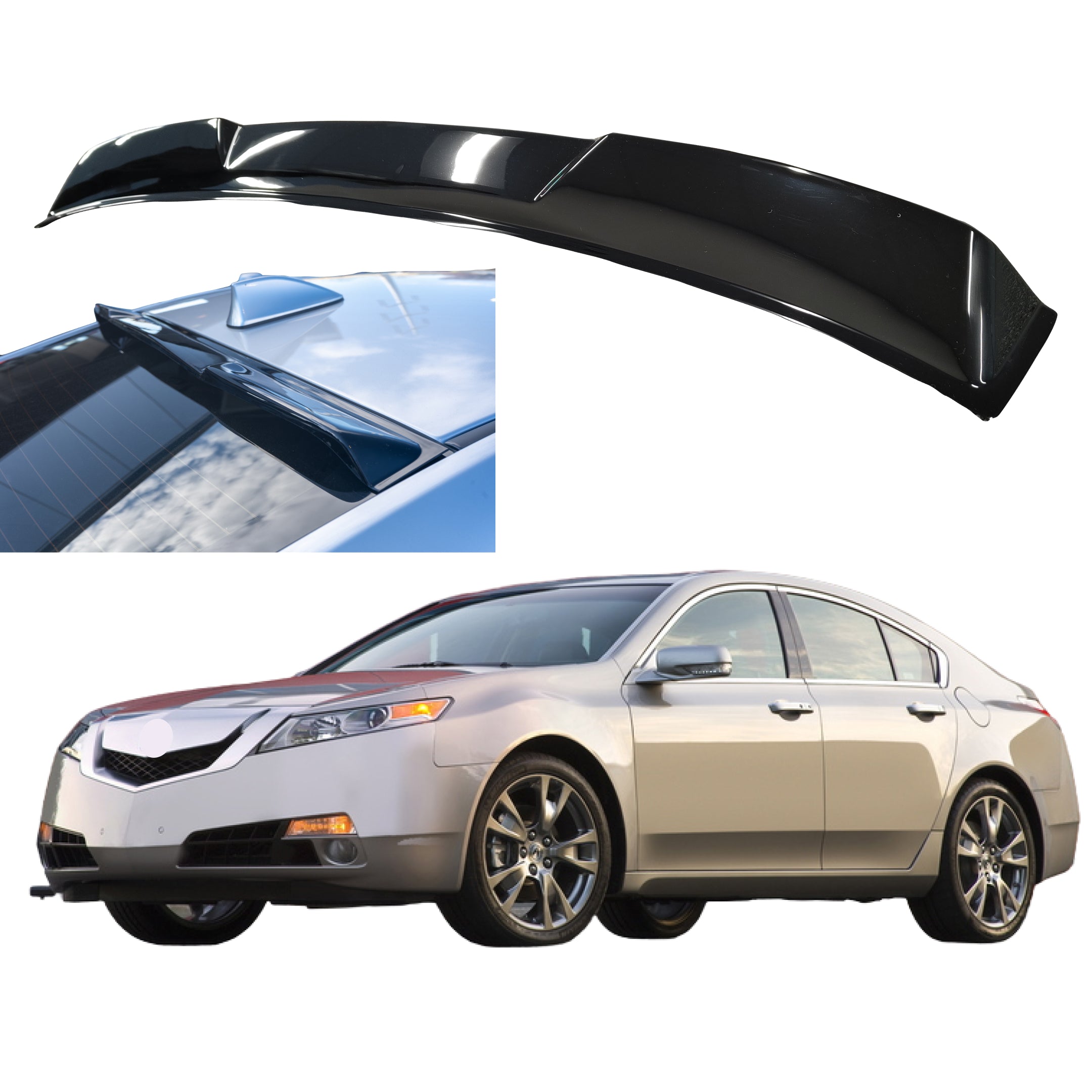 For Acura TL 2009-2014 Gloss Black Rear Roof Window Visor Spoiler Wing-1