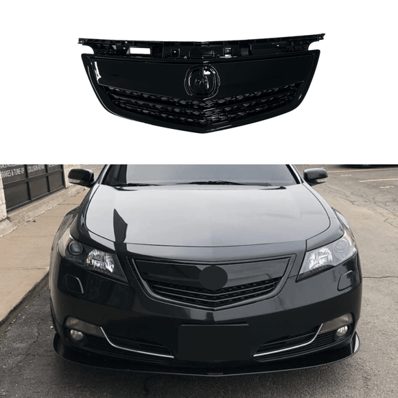 Fits Acura TL 2012-2014 Gloss Black Front Upper Grill/ Grille Assembly Whole Kit