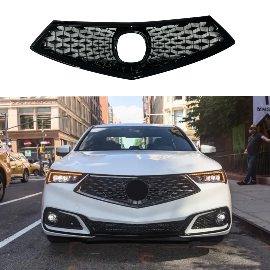 Fits Acura TLX 2018-2020 All Gloss Black Front Bumper Grill/ Grille Assembly