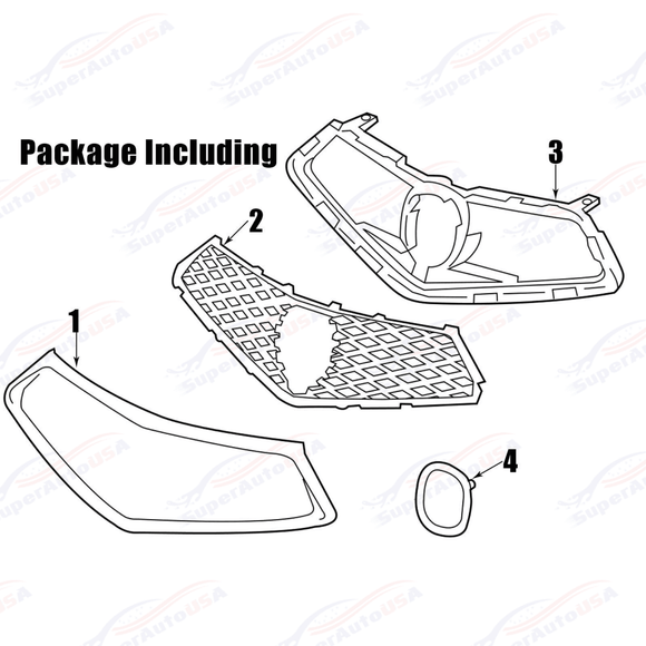 Fits Acura TLX 2018-2020 All Gloss Black Front Bumper Grill/ Grille Assembly