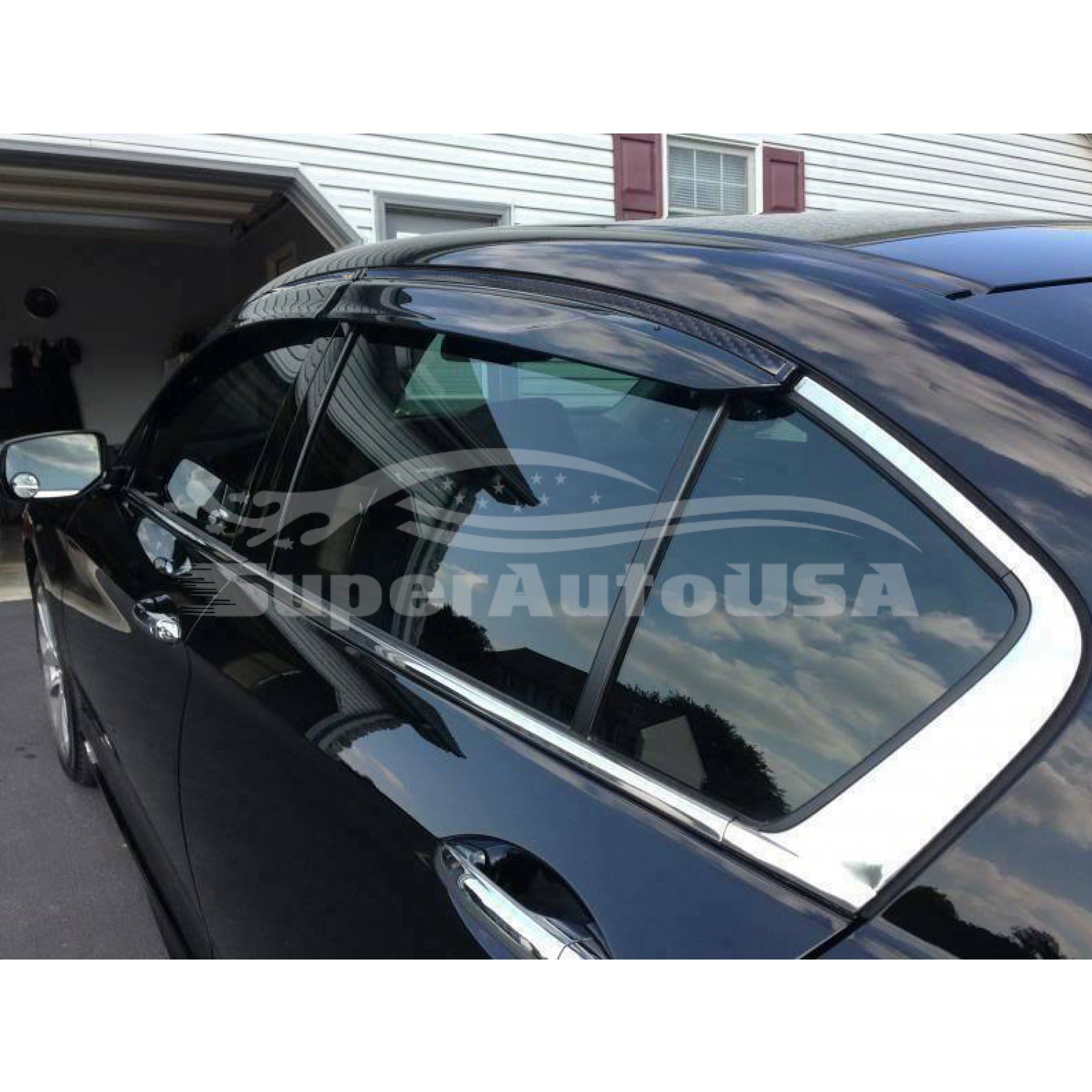 For Subaru Crosstrek 2018-23 Carbon Fiber Print Trims Window Visors Rain Guards