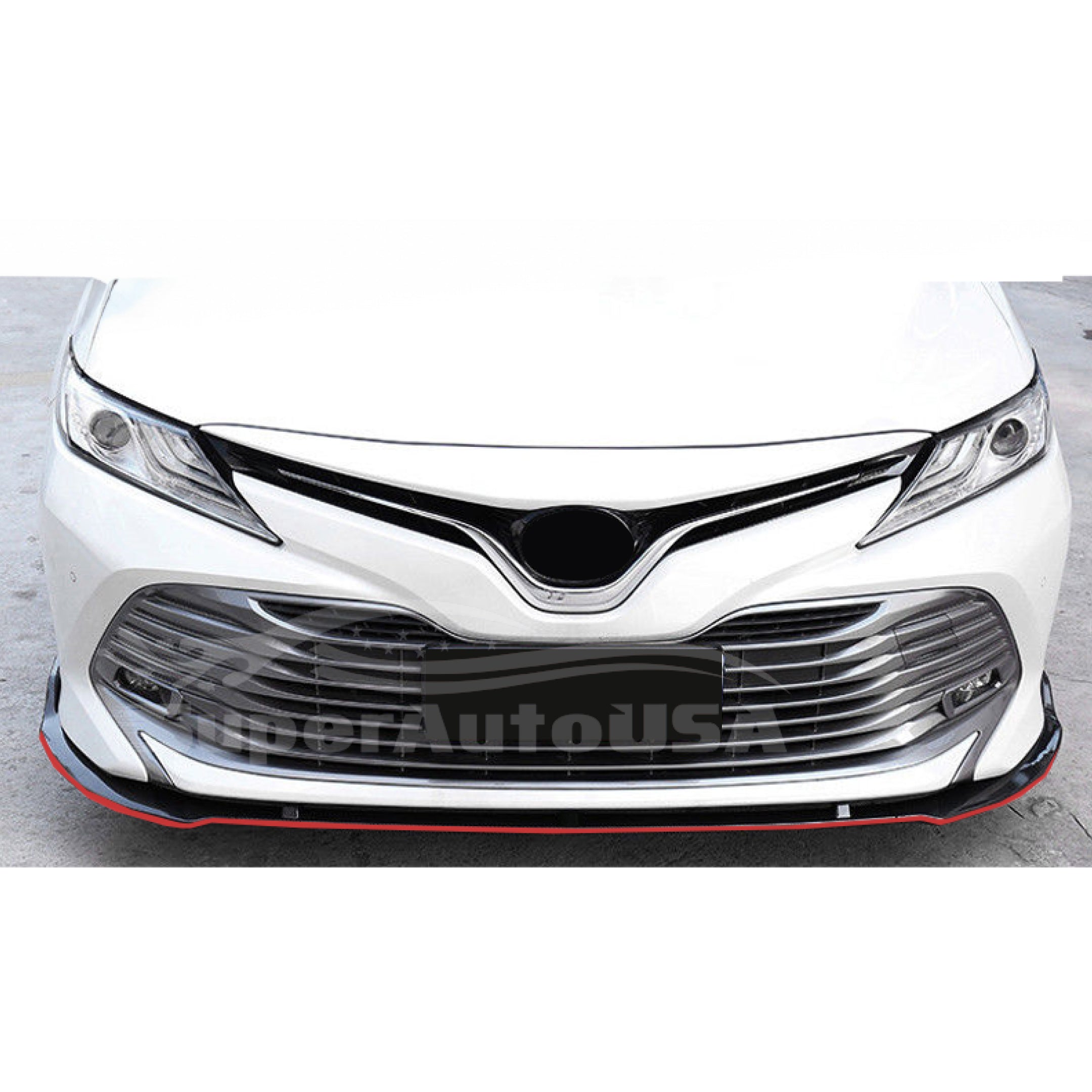 Buy carbon-fiber-print-with-red-trim Front Lip &amp; Spoiler - TRD style | Fits Toyota Camry LE XLE (18-24)
