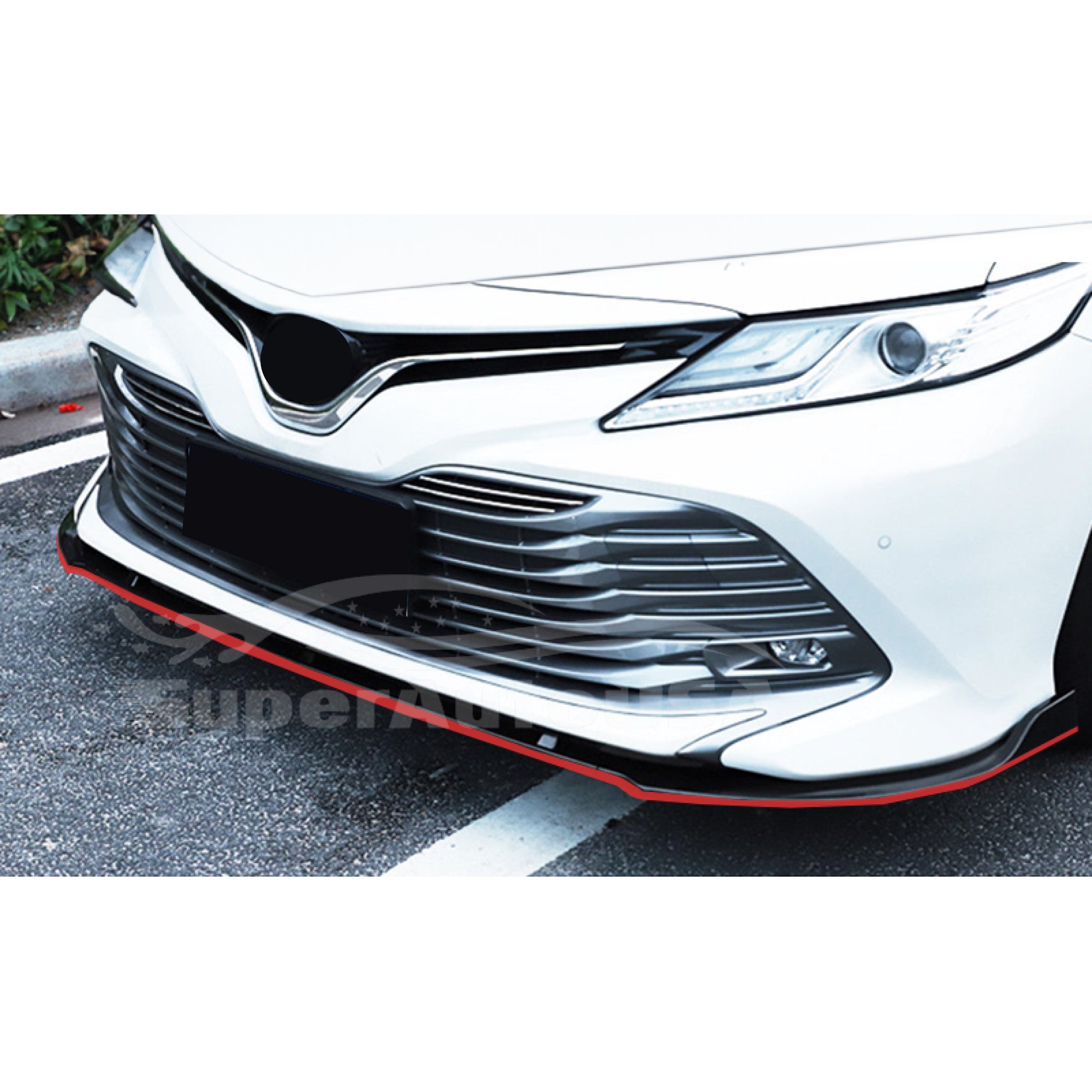 Se adapta a Toyota Camry LE XLE 2019-2022 parachoques delantero estilo TRD (negro brillante con borde rojo).