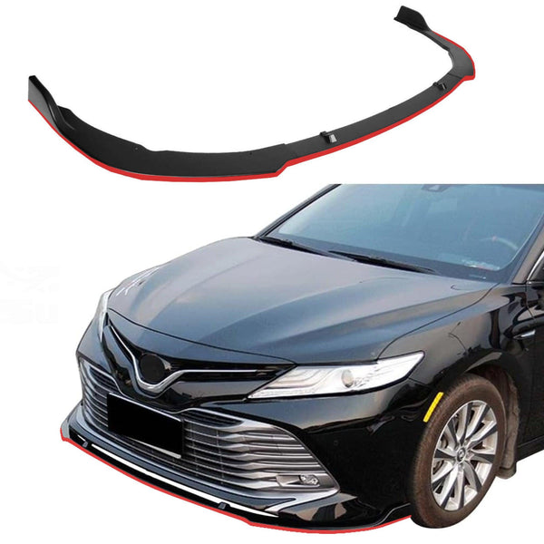 thumbnail image 2 of 3-Piece Front Bumper Lip Spoiler – Gloss Black PP – Fits 2021-2024 Toyota Camry LE/XLE 2 of 4