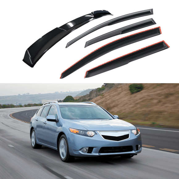 Fits 2009-2014 Acura TSX 3D Mugen Style Window Visors & Rear Roof Spoiler