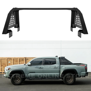 Adjustable rear trunk reinforced steel sport chase rack roll bar on a 2016 Toyota Tacoma