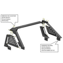 Reinforced steel chase rack installation in progress on 2019 Toyota Tacoma