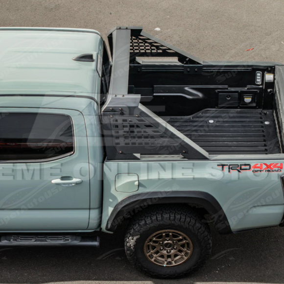 Components of the adjustable steel chase rack kit for Toyota Tacoma