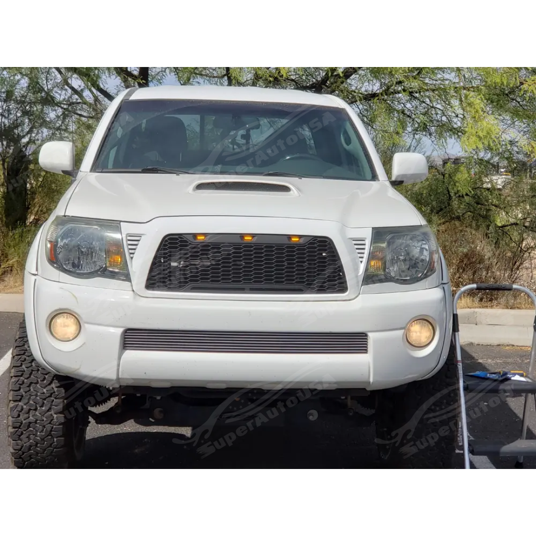 Fits Toyota Tacoma 2005-2011 Matte Black Front Grille with LED Light