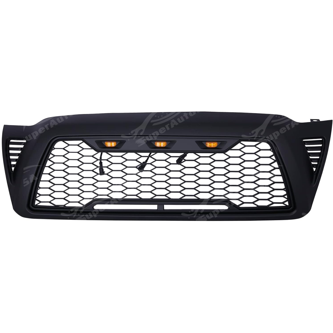 Fits Toyota Tacoma 2005-2011 Matte Black Front Grille with LED Light