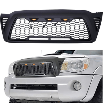 Se adapta a Toyota Tacoma 2005-2011 Parrilla delantera negra mate con luz LED 