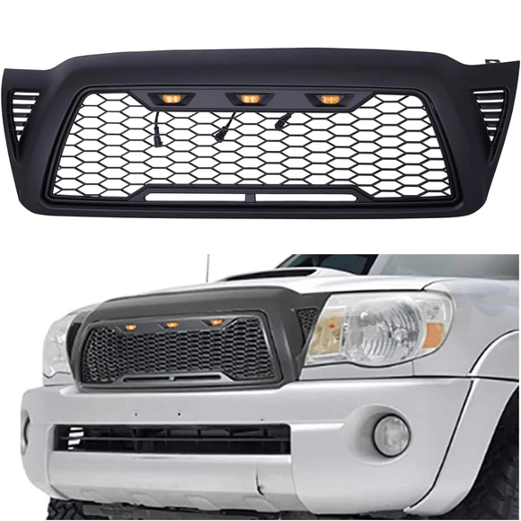 Fits Toyota Tacoma 2005-2011 Matte Black Front Grille with LED Light