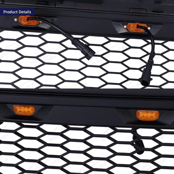 Para Toyota Tacoma 2012-15 Parrilla delantera negra mate con luces LED 