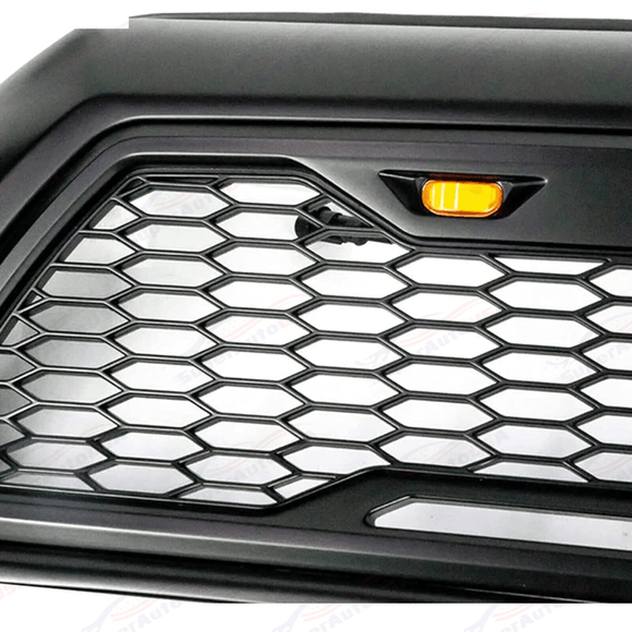 Para Toyota Tacoma 2012-15 Parrilla delantera negra mate con luces LED 