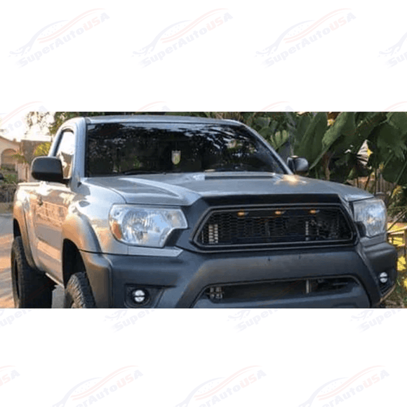 Para Toyota Tacoma 2012-15 Parrilla delantera negra mate con luces LED 