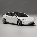 Close-up view showing precision 3D edge-to-edge alignment along the refreshed Tesla Model 3 lower bumper