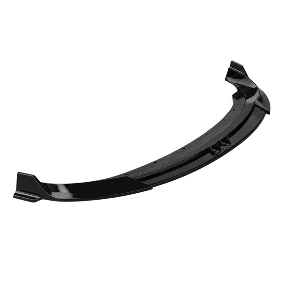 Ground-level track perspective showcasing the continuous aerodynamic center air duct and side winglet splitters