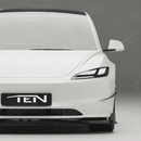 Profile view of the integrated outer aerodynamic side winglet transition on the SuperAutoUSA 1-piece front splitter