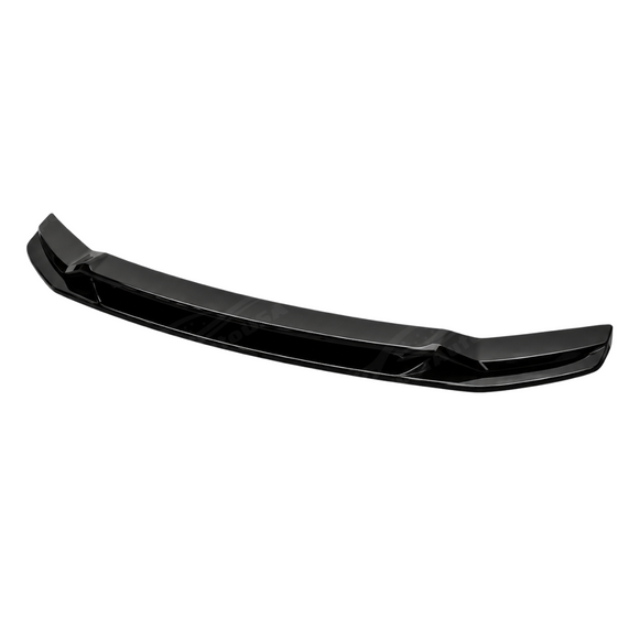 Direct front-facing view highlighting the aggressive modular lower stance of the SuperAutoUSA VTEN front lip on the redesigned Model 3