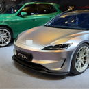 Profile view of the outer aerodynamic corner winglet transition on the SuperAutoUSA 3-piece front splitter