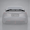SuperAutoUSA VTEN style gloss black rear trunk spoiler installed on a 2024-2026 Tesla Model 3 Highland