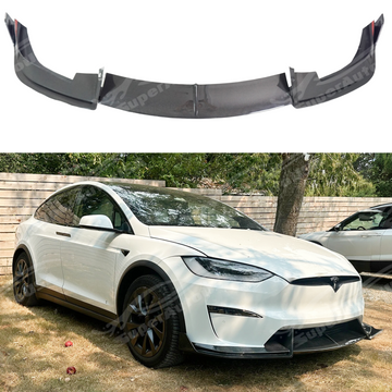 SuperAutoUSA real carbon fiber front splitter lip spoiler on a 2021 Tesla Model X