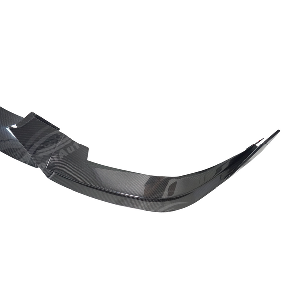 SuperAutoUSA front lip integrated on a black Tesla Model X