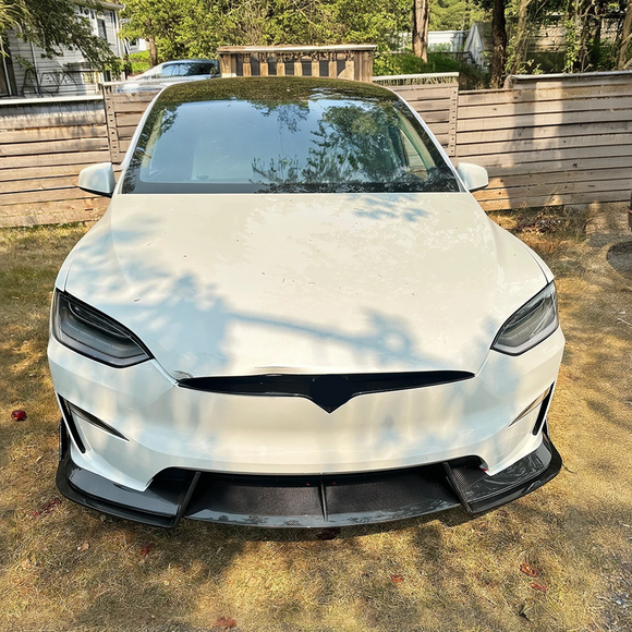 Sleek SuperAutoUSA front lip spoiler installed on a Tesla Model X