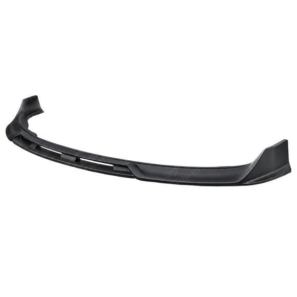 Detailed close-up of the mirror-finish gloss black clear coat on the SuperAutoUSA front lip splitter