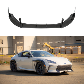 Real carbon fiber front bumper lip splitter installed on a 2022 Toyota GR86